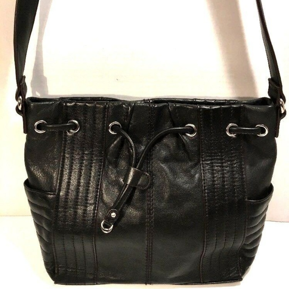 Tignanello Soft Black Leather Shoulder Bag